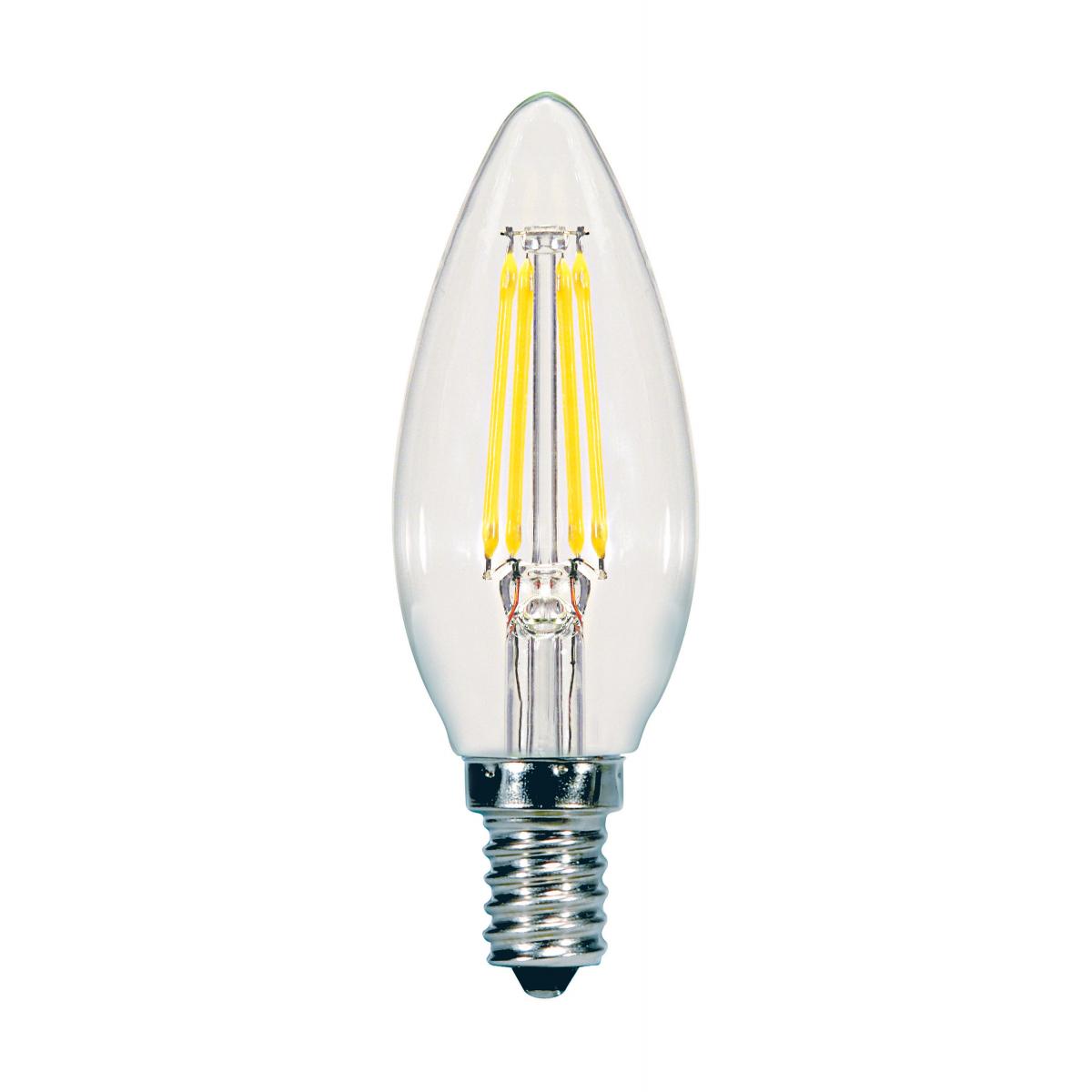Product image for Satco S11372 5.5 Watt C11 LED; Clear; Candelabra base; 3000K; 500 Lumens; 120 Volt