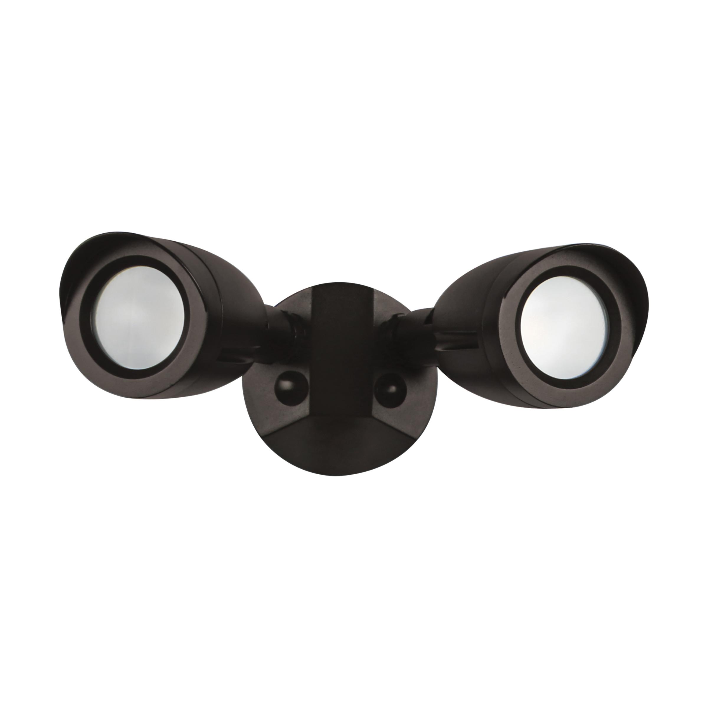 Product image for Satco 65-718 LED Dual Bullet Head Security Light, no Motion Sensor, 20W 100-277V, 4000K, 180° Detection, IP65, Wet Location - Bronze