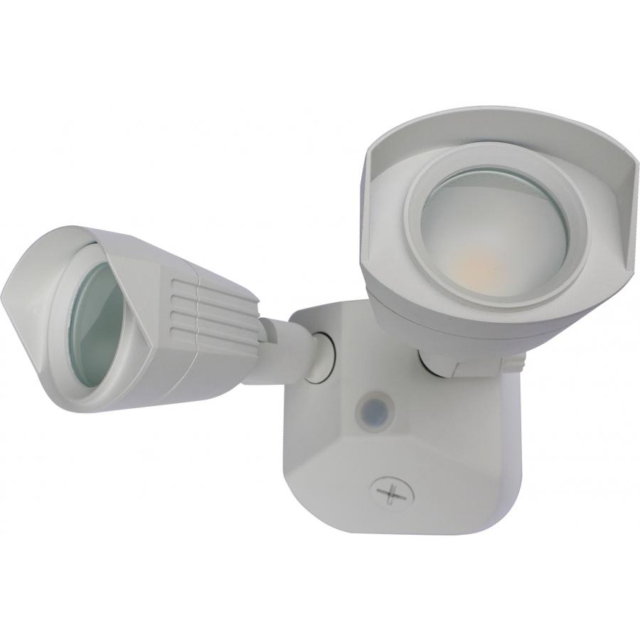 Product image for Satco 65-216 LED Dual-Head Security Light, no Motion Sensor, 20W 100-277V, 4000K, 180° Detection, IP65, Wet Location - White