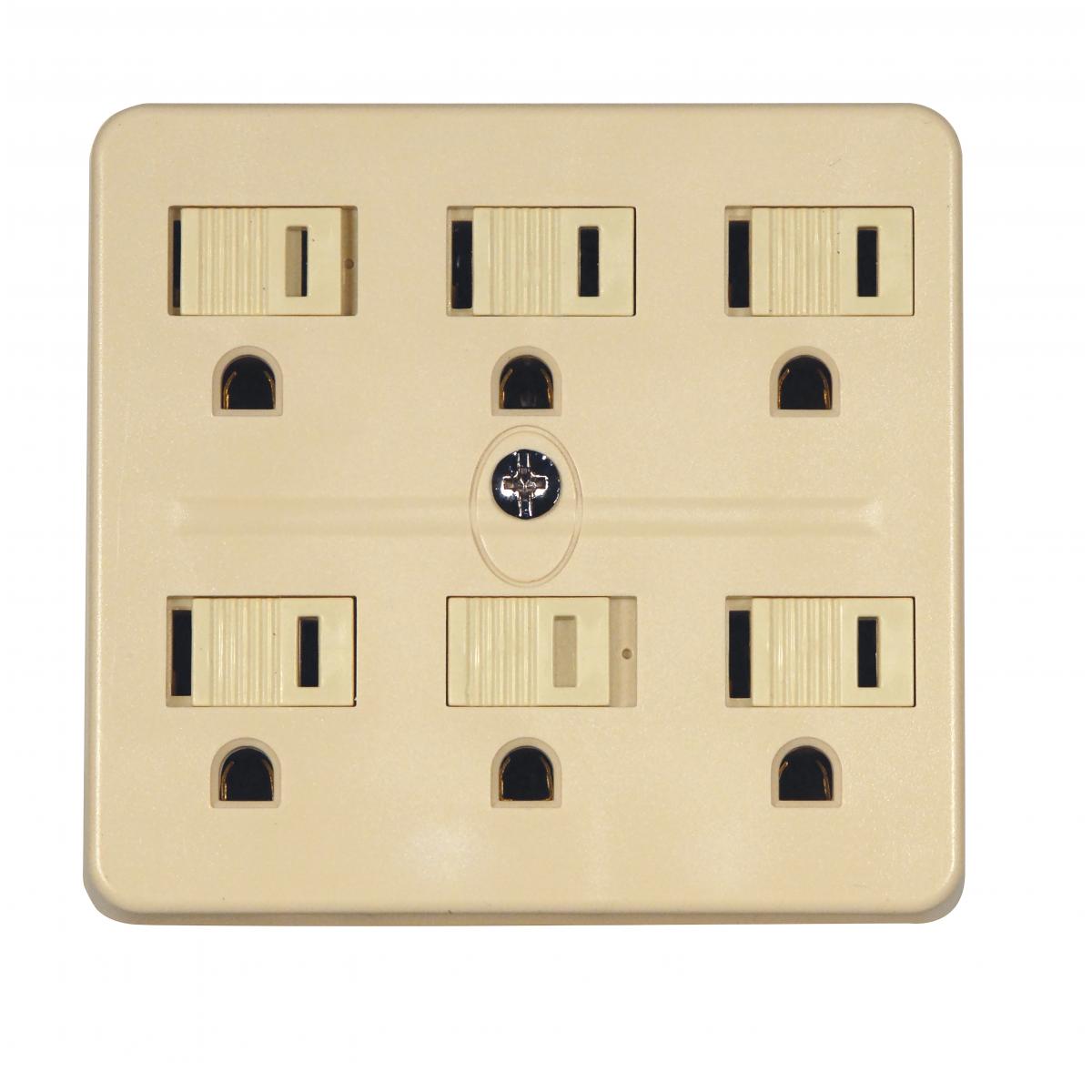 90-2630 IVORY 6 OUTLETS GRD ADAPTER