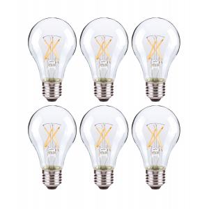 6 Bulbs Total Satco S29876 7W LED A19 Clear Medium Base 2700K 120V