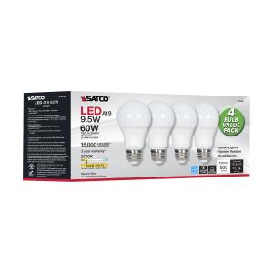 Satco S29596 9.5 Watt 60 Watt Equivalent - 4/Pack Warm White LED Light Bulb 