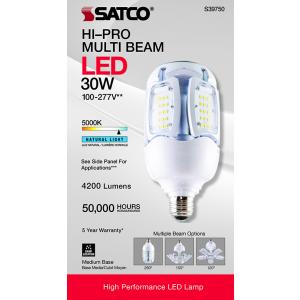 Satco S29750 30W LED HID MB 5000K Medium Base 100-277V LED 150W Equal 